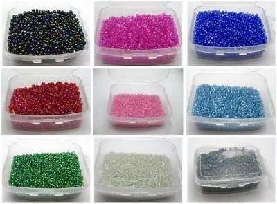 2000 Pcs Mini Glass Beads 2mm(10/0) Transparent AB + Storage Box Jewelry Making - Image 1 of 4