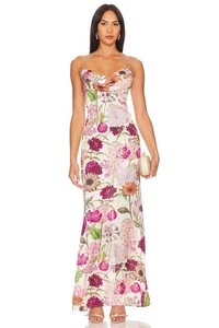 Abito Katie Mae Tara XL rosa margherita stampa floreale maxi abito abito raso prezzo al pubblico consigliato $298 - Foto 1 di 14