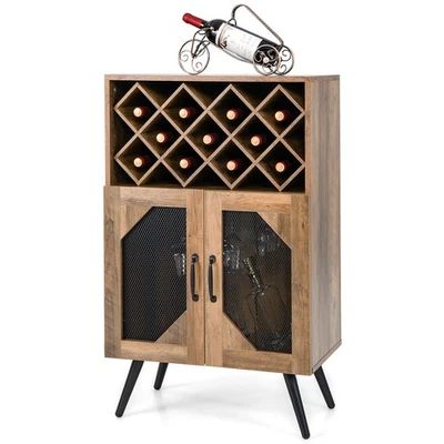 2-Door Kitchen Storage Bar Cabinet Buffet Sideboard w/ Wine Rack & Glass Holder - Image 1 of 4