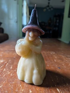 VINTAGE 8" HALLOWEEN WITCH WAX CANDLE HANDMADE UNUSED  - Picture 1 of 7