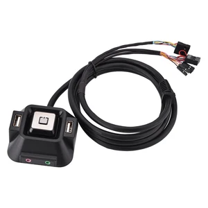 Desktop PC Case Switch Dual USB Ports Power Reset Button Microphone Po NEW - Afbeelding 1 van 7