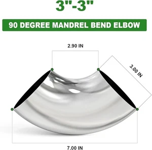 Edelstahlbogen 3" 90° Dornbogen Bogen - Stärke 16GA/065" Wand - Bild 1 von 6