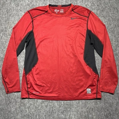 Camisa de Combate Nike Pro Para Hombre Grande Roja Negra Dri-Fit Ajustada Manga Larga T Elastizada Foto 1 de 4