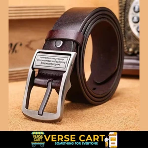 Cinturón de cuero con hebilla de alfiler ajustable clásico informal moda cintura negra para hombre - Imagen 1 de 15