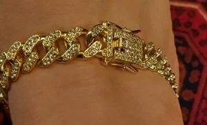 Fashion Jewelry Choker / Ankle Bracelet Rhinestone Gold Tone Pre-owned 11" Chain - Picture 1 of 14
