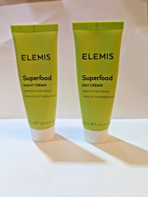 Elemis Superfood Night Cream 20ml & Day Cream 20ml. FOIL SEALED. Travel Size.
