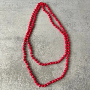 Collana lunga di perle in vetro rosse - Foto 1 di 3