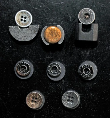 8 FINCK'S DETROIT  Antique Overall BUTTONS - Image 1 of 4