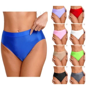 UK Womens Glossy High Waist Panties Smooth Stretch Briefs Hot Pants Underwear - Picture 1 of 45