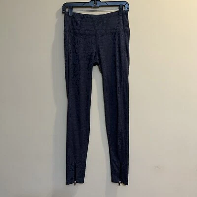 Capezio Grey Floral Women's Leggings Yoga Workout Pants Size Small Ankle Zip - Image 1 of 4