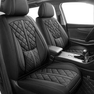 Universal Leather Car 5 Seat Cover Full Set Cushion Protector w/ Lumbar Support - Bild 1 von 37