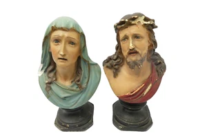 Vintage Jesus Maria weinend Statue Büsten MTA Co 760 Figur Kopf religiös Gips - Bild 1 von 14