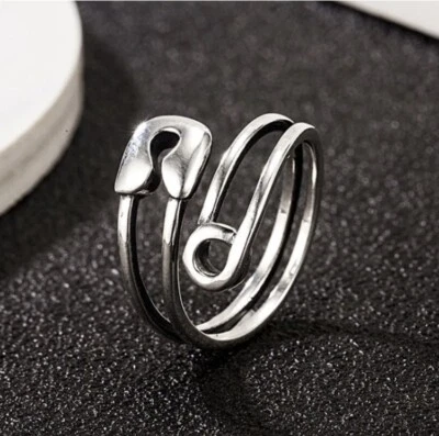 NEW Silver Safety Pin Wrap Ring - Image 1 of 4