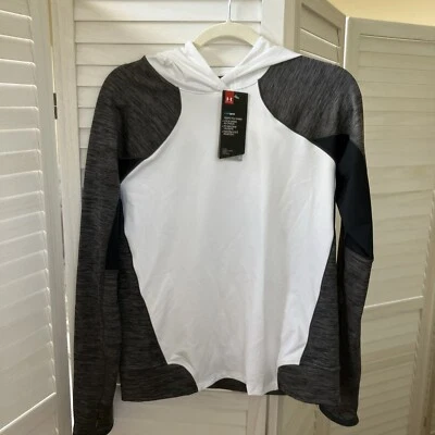 Under Armour Cold Gear Mujer Nuevo con Etiquetas 1298266-100 Blanco Gris Sudadera con Capucha Talla M Foto 1 de 4