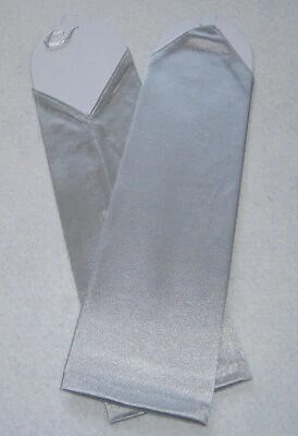 NEW! Long GRAY Satin FINGERLESS Gloves ~ 11" LONG OS / NYLON / STYLE 220/8 - Image 1 of 4