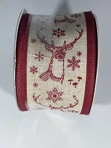 Place & Time JoAnn's Reindeer Elk Deer Burlap Ribbon 2.5" x 8.3 Yards - Picture 1 of 2