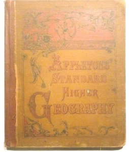 1884 APPLETON'S HIGHER GEOGRAPHY w/ PENNSYLVANIA SECTION- 10x12 - w/ COLOR MAPS - Foto 1 di 10