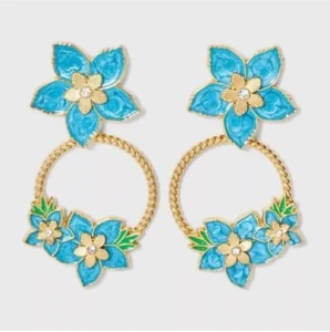 Orecchini SUGARFIX by BaubleBar Best Bud - Blu Floreale - Nuovi con etichette - Foto 1 di 5