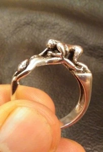STERLINGSILBER KAMA SUTRA RING - BLOW JOB - GR. 11 - BIKER - EROTIK - Bild 1 von 8