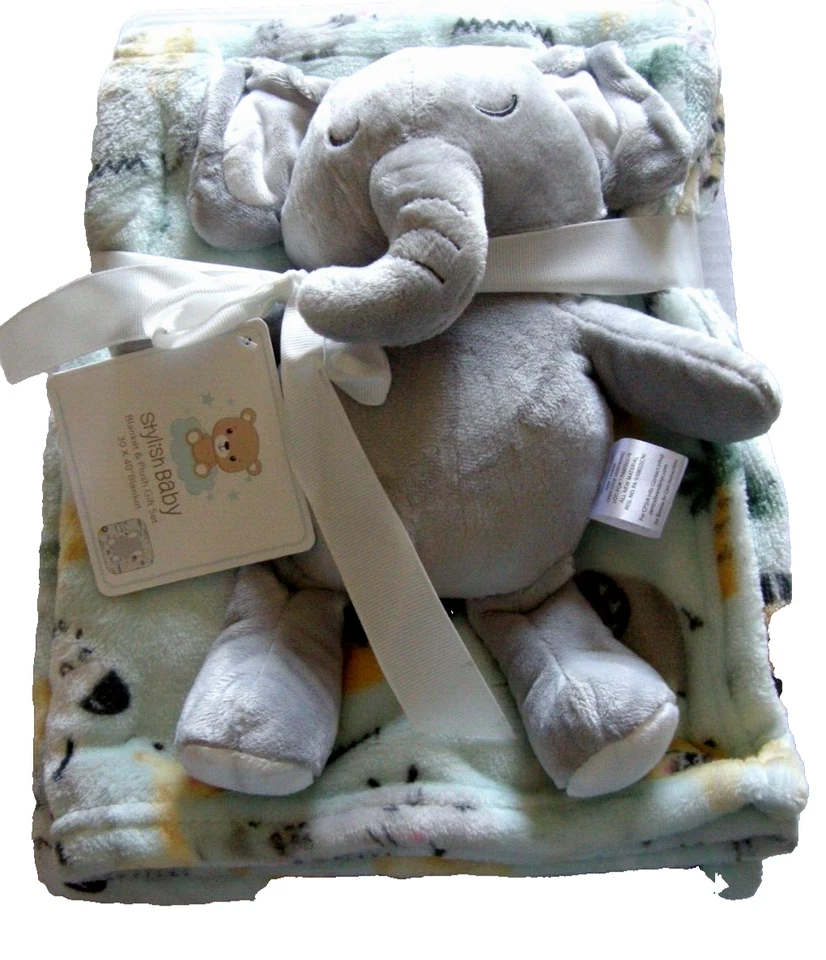 Cobertor de bebê elegante * Conjunto de brinquedos Plsh, design de selva, 30 x 40", poliéster, novo - Imagem 1 de 1