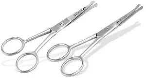 Forbici per barba professionali forbici per orecchio-capelli forbici per peli naso con microdentatura acciaio inox - Foto 1 di 10