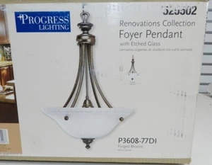 Progress Lighting P3608-77  Inverted Foyer Pendant w/ Etched Glass Forged Bronze - Picture 1 of 1