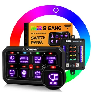 AUXBEAM RGB Switch Panel 8 Gang ON/OFF Circuit Remote Control Box Car Marine SUV - Picture 1 of 12