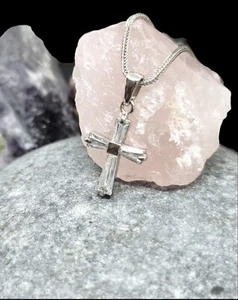 Colgante cruzado de diamantes baguette oro blanco natural de 14 K 0,60 CTW SI1 G-H - Imagen 1 de 8