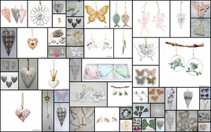 Herzen Herz Schmetterling Vogel Holz Metall Hängedeko Fensterdeko wahlweise - Bild 1 von 33