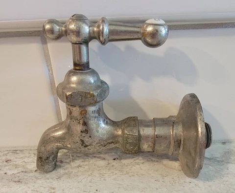 Antique Vintage Cold Water Faucet Ceramic Handle Top architectural salvage Cover