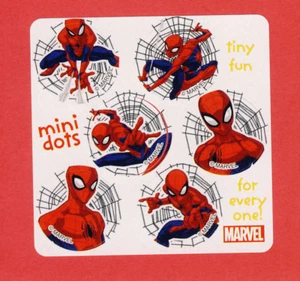 90 Marvel Spider-Man Mini Dot Stickers - Party Favors - Rewards - Foto 1 di 1
