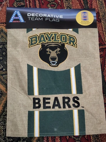 NCAA Team Sports Baylor Bears BURLAP Garden Flag 12.5" x 18" NEW Cover