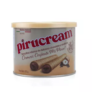 Pirucream Cream Filled Rolled Wafer. Chocolate & Hazelnut. 10.59 oz. Pack of 24 - Picture 1 of 3