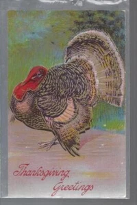 Antique Thanksgiving Greetings Postcard, Big Tom Turkey in Gold by BR Co #14 - Picture 1 of 2