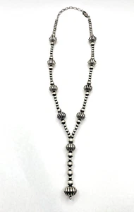 Silber Perlen Lariat Halskette Navajo Perlen Stil 18" Indianer verstellbar - Bild 1 von 13