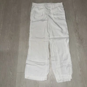 Motherhood Maternity 100% Linen Pant S Stretch Wide Leg Beachy Comfort White - Picture 1 of 8