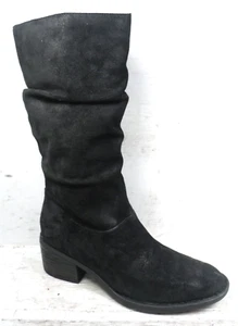 NEU Geboren Damen schwer schwarz Wildleder Leder Slouch Stiefel F29903 Größe mm 9 M* - Bild 1 von 8