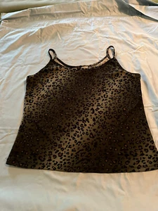 Kathie Lee Collection green animal print Camisole Size L - Picture 1 of 4