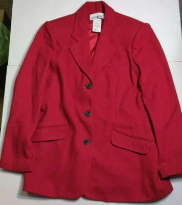 WHITE STAG WOMEN'S 100% WOOL RED BUTTON DOWN BLAZER JACKET SIZE 6 - Image 1 of 3