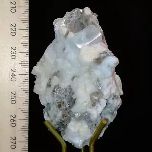 Beryl Aquamarine bicolor crystal w/ Muscovite Mica on Albite matrix 450ct - Foto 1 di 8