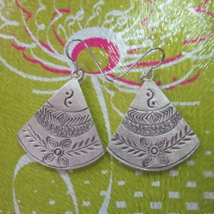 Hill Tribe Fine Sterling Silver Earrings Orecchini Tribal Clothing Ethnic Dangle - Picture 1 of 6