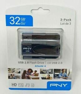 PNY - 32GB Attach 4 USB 2.0 Flash Drive 3-Pack