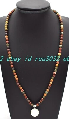 Collar 6 mm Multicolor Picasso Jaspe Blanco Concha Perla Redonda Cuentas Gemas 18 pulgadas Foto 1 de 4
