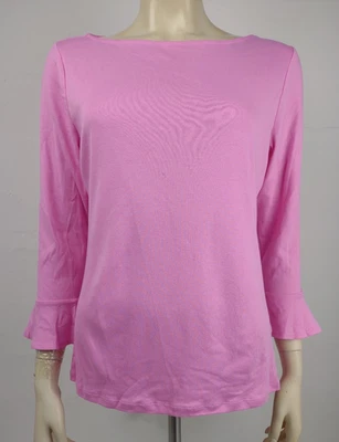 NWT Lauren Ralph Lauren pink 3/4 bell sleeve round neck blouse top shirt Large - Image 1 of 4