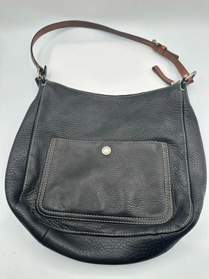 Bolso de Hombro Coach Hobo Chelsea Borde Marrón Cuero Guijarro Negro F10891 Foto 1 de 4