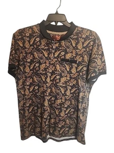 Consequence Men’s XL Pullover Shirt Black Brown Floral Paisley - Picture 1 of 6