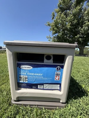 Taupe Suncast Swivel Smart Trak Hose 225ft Reel with Storage Bin. - Image 1 of 4