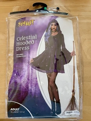 Costume Womens L Velvet Witchy Dress Celestial Coven Whimsigoth Halloween Hooded - Imagem 1 de 4