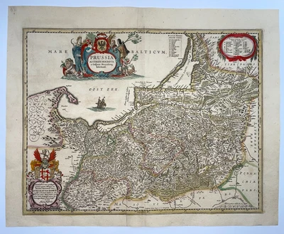 PRUSSIA POLAND LITHUANIA c. 1680 JAN JANSSON LARGE ANTIQUE MAP 17TH CENTURY - Image 1 of 4