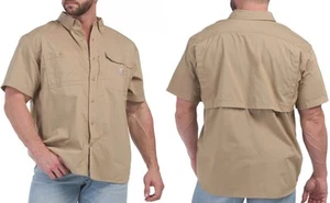 Carhartt Force Ridgefield XL Shirt Khaki Logo Button-Up Pockets FastDry Vented - Picture 1 of 10